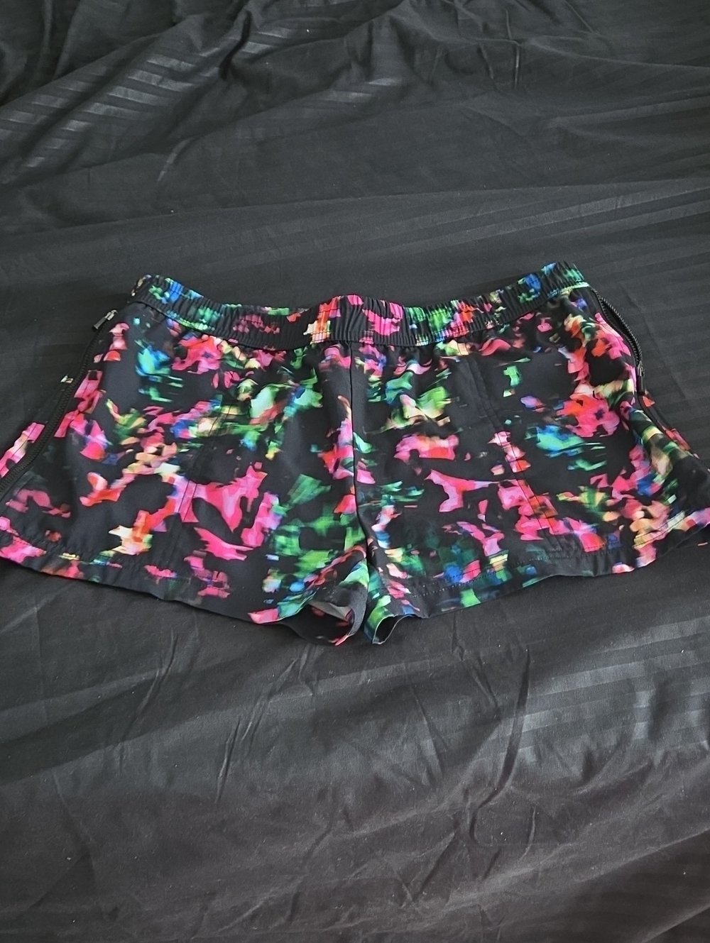 Women's Multicolor Floral Athletic Shorts - Black Base
